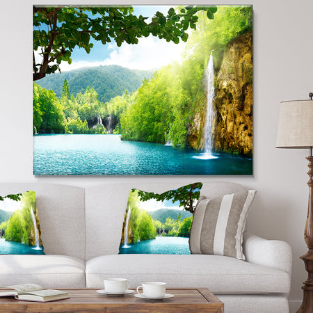 Waterfall in Deep Forest - Landscape Photography Canvas Print