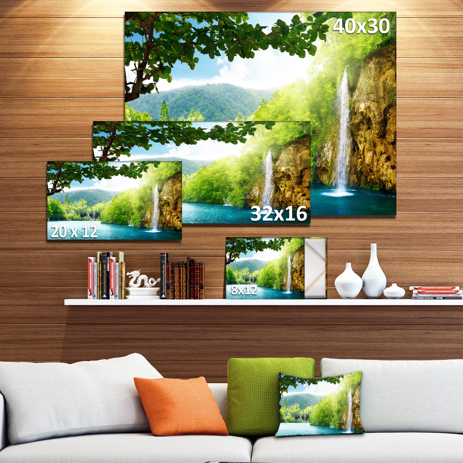 Waterfall in Deep Forest - Landscape Photography Canvas Print