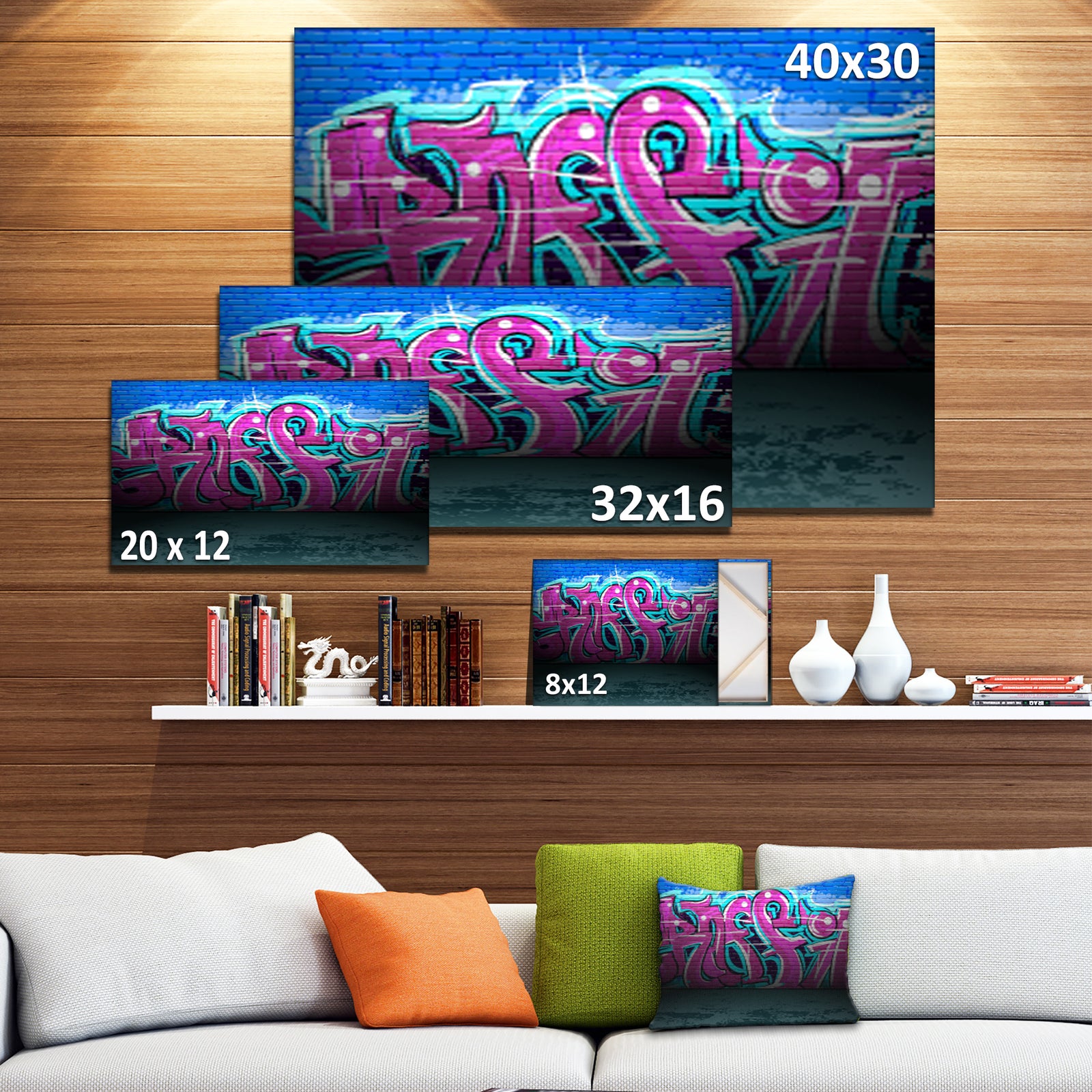 Purple Graffiti Wall - Street Art Canvas Art Print