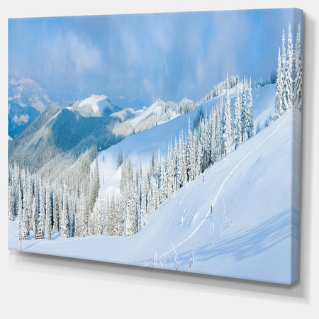 Panoramic Winter Mountain - Landscape Photo Canvas Print