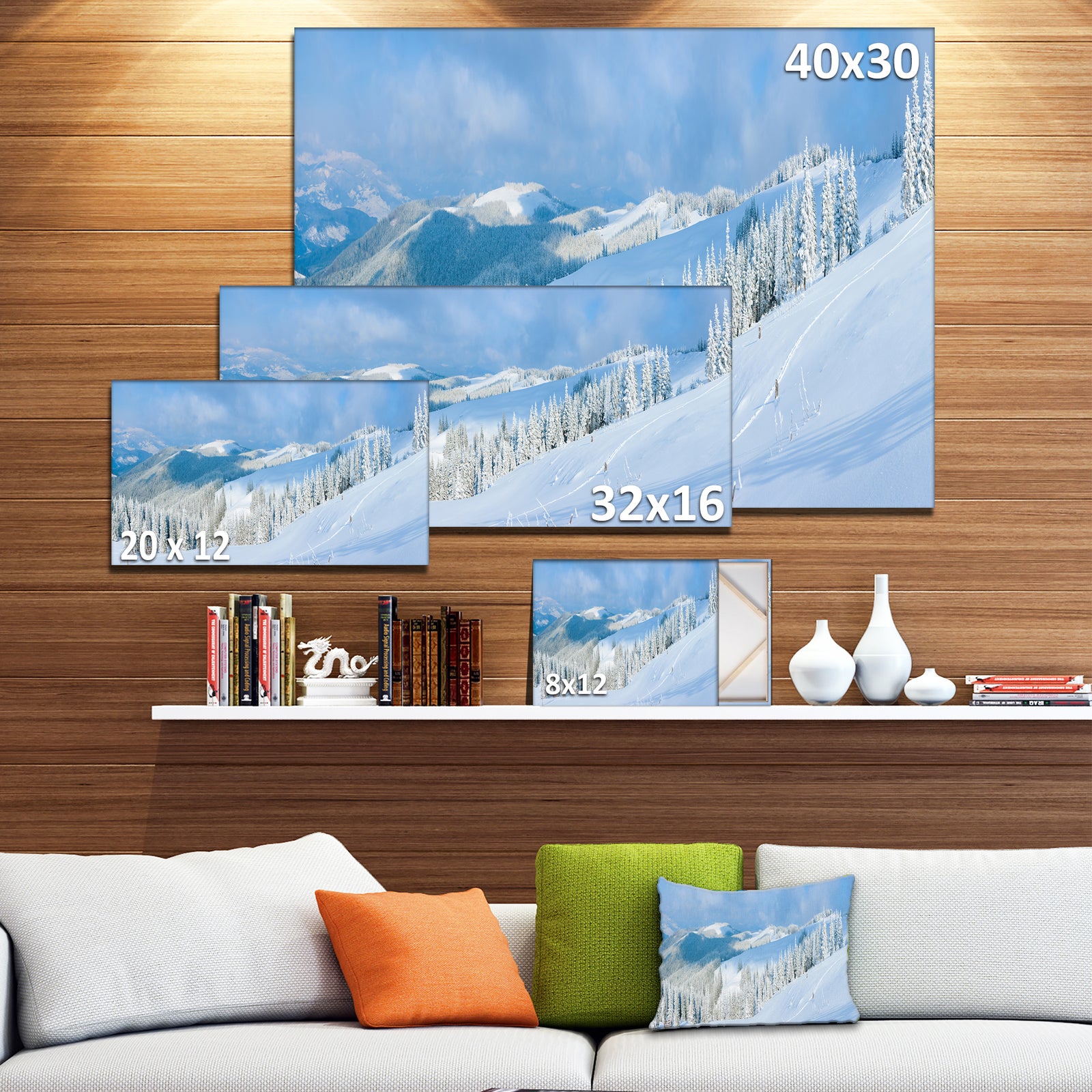 Panoramic Winter Mountain - Landscape Photo Canvas Print