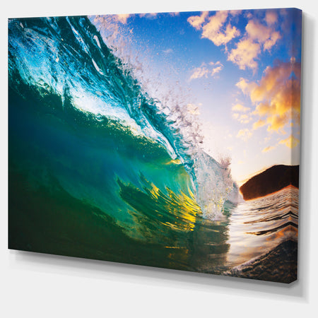 Ocean Wave at Sunset - Photography Canvas Print