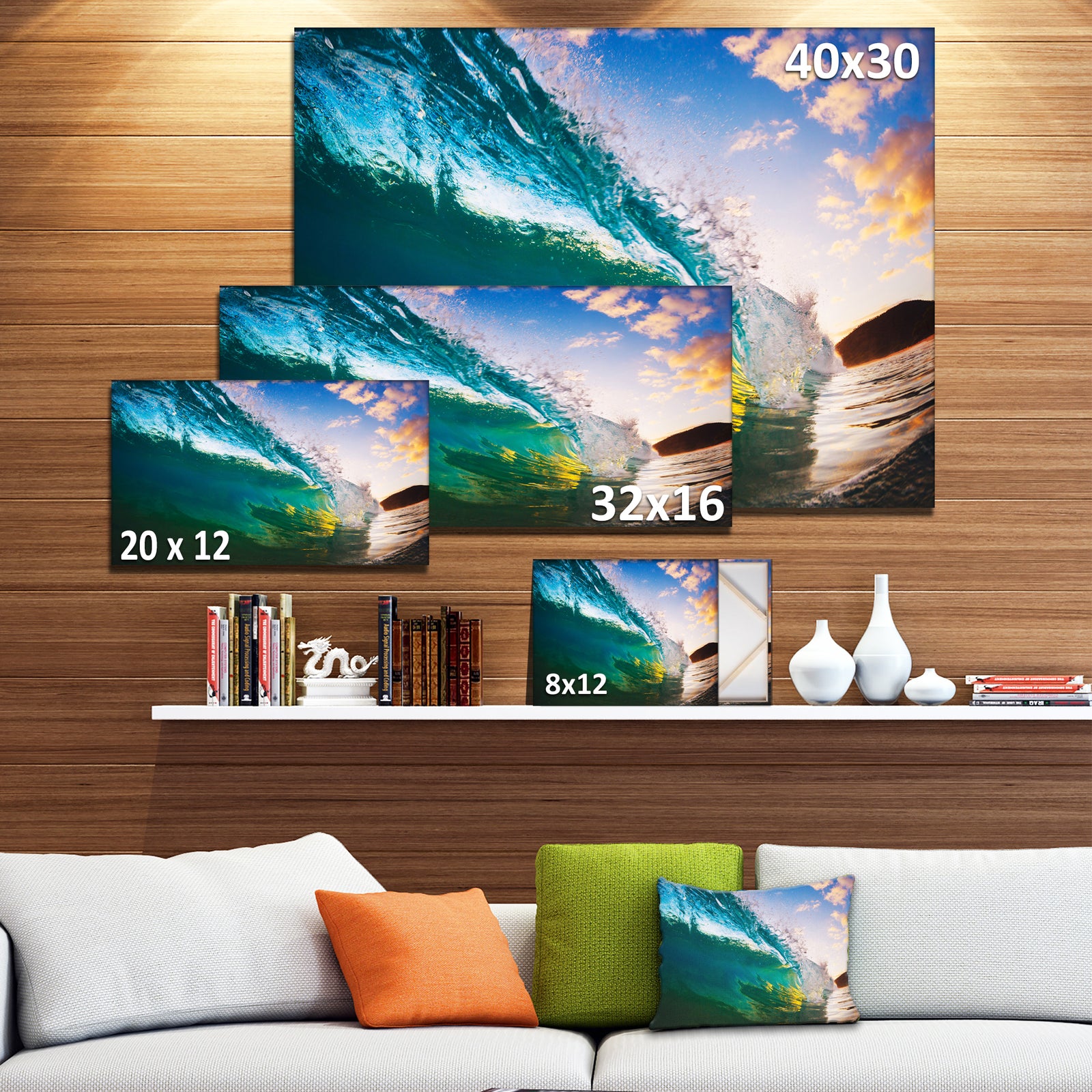 Ocean Wave at Sunset - Photography Canvas Print