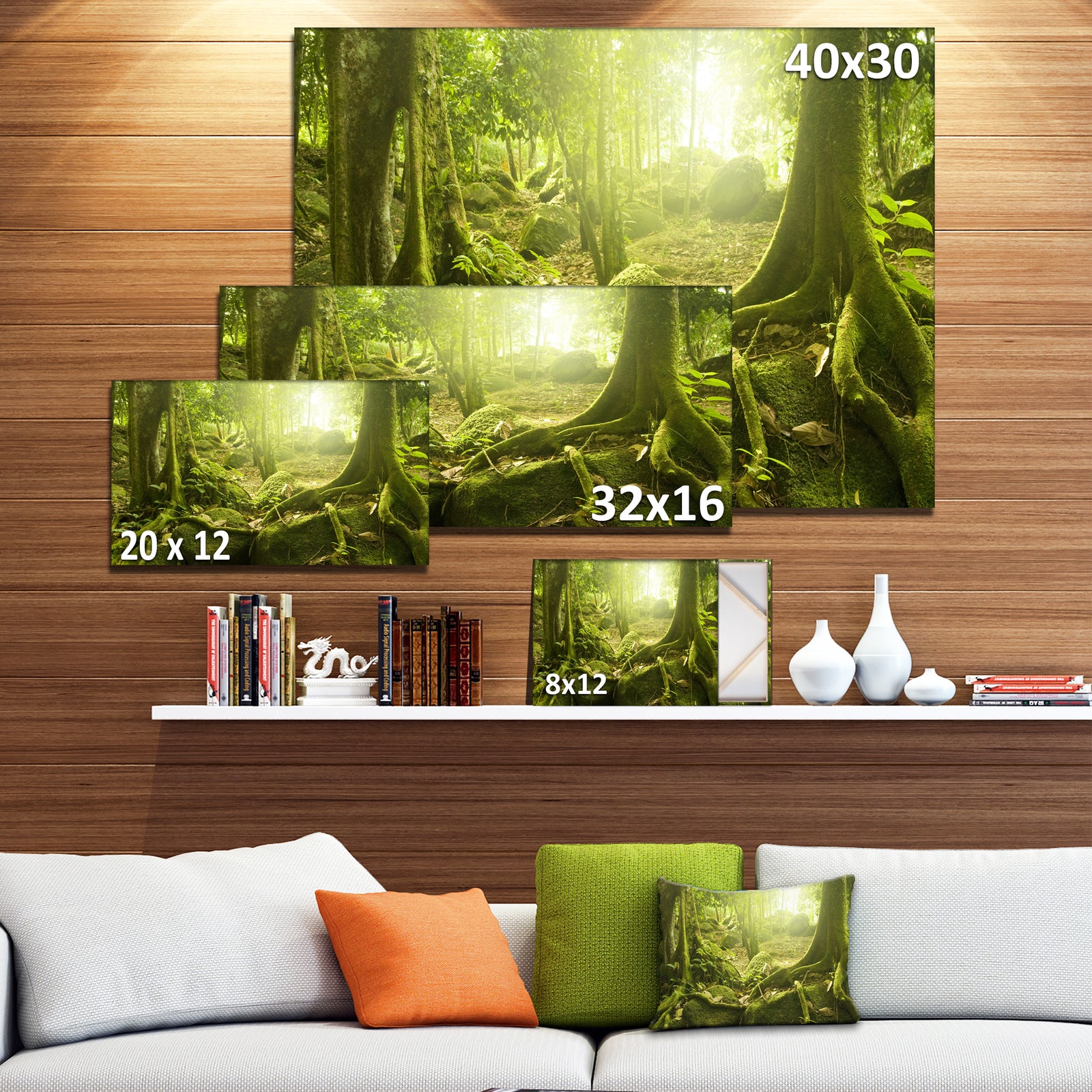 Green Forest with Sun - Landscape Photo Canvas Print