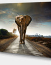 Single Walking Elephant - Photography Canvas Art Print