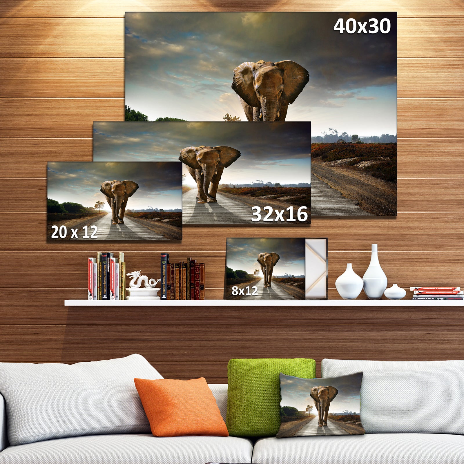 Single Walking Elephant - Photography Canvas Art Print