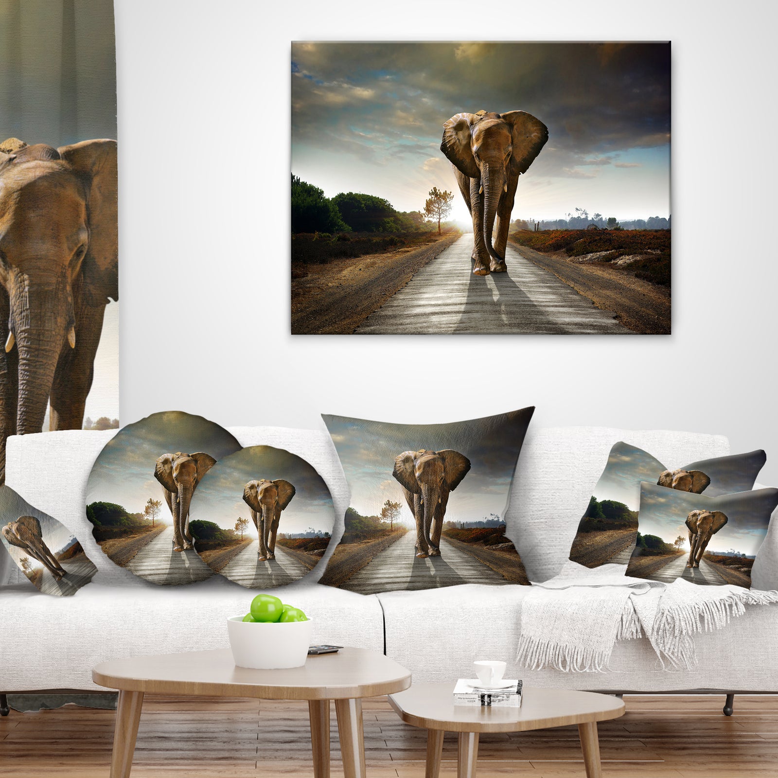Single Walking Elephant - Photography Canvas Art Print
