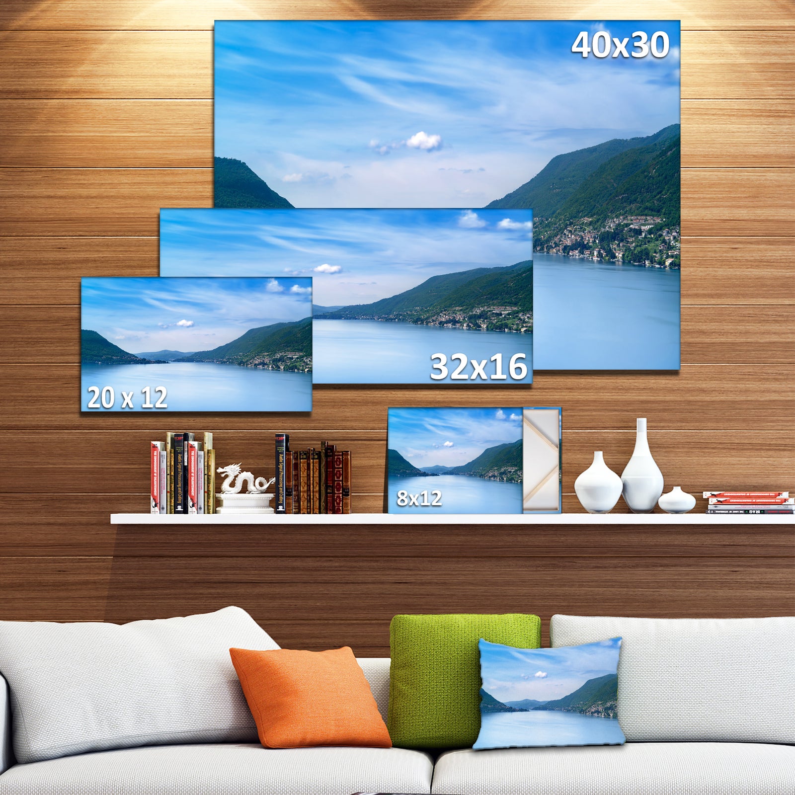 Blue Como Lake Landscape - Photo Canvas Art Print