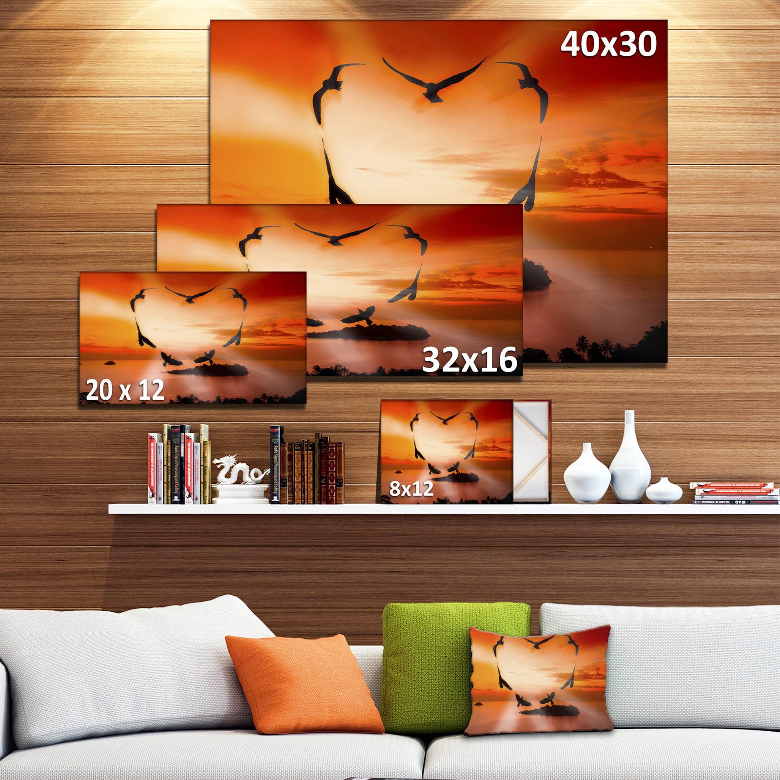 Crow Heart at Sunset - Digital Art Canvas Print