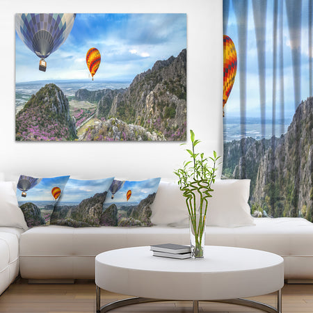 Mountains and Balloon Landscape - Photo Canvas Print