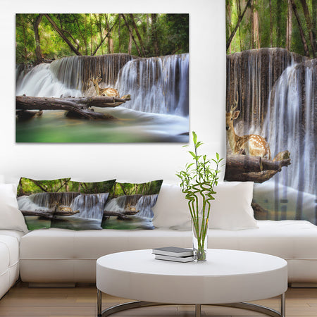 Huai Mae Kamin Waterfall Photo - Canvas Art Print