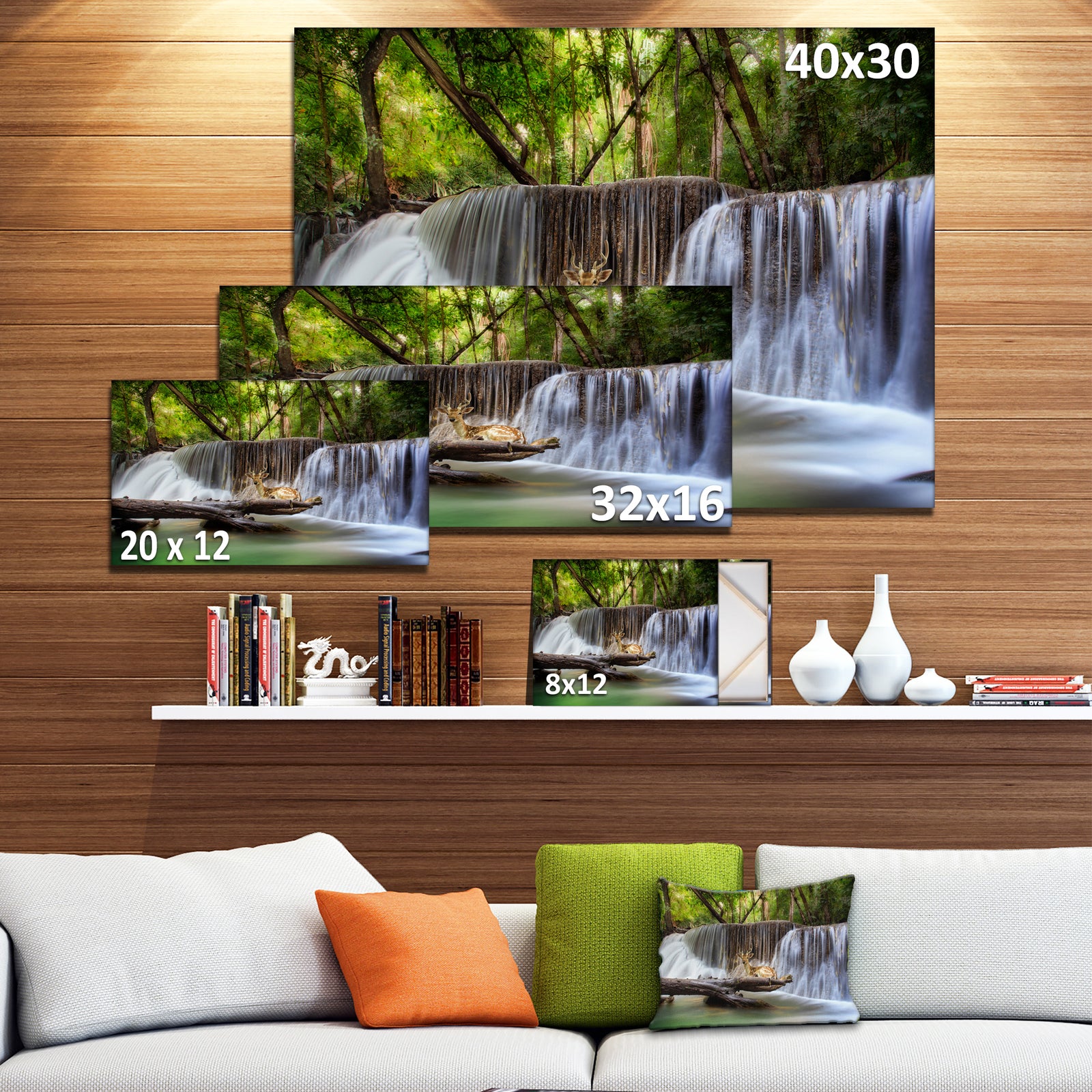 Huai Mae Kamin Waterfall Photo - Canvas Art Print