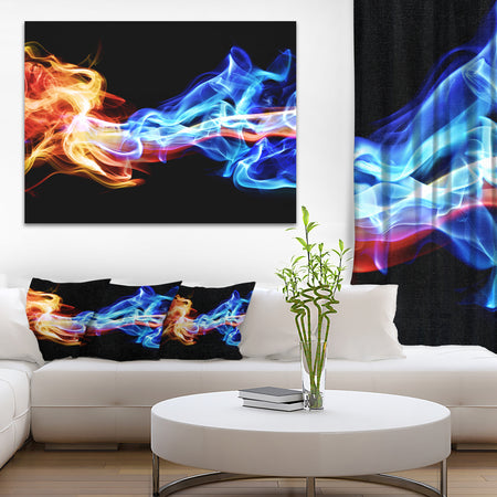 Red and Blue Smoke Abstract - Digital Art Canvas Print