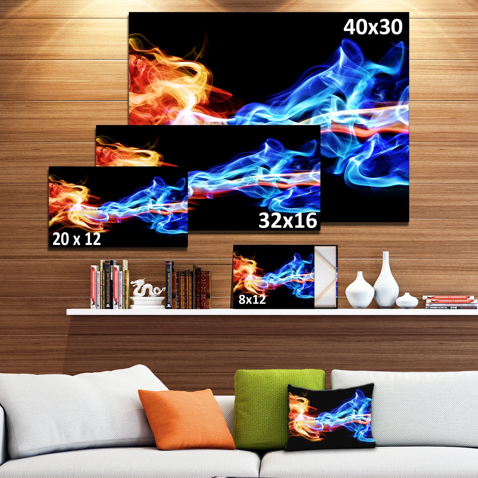 Red and Blue Smoke Abstract - Digital Art Canvas Print