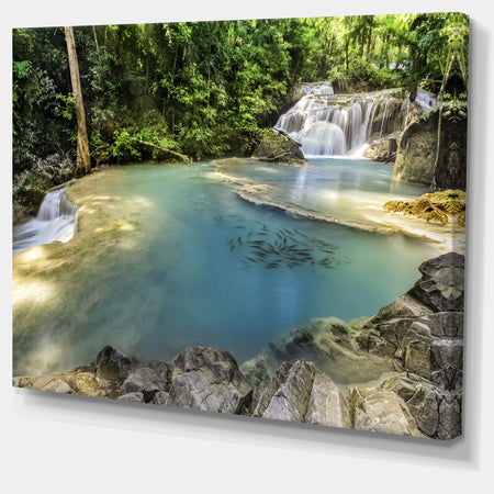 Blue Erawan Waterfall - Landscape Photo Canvas Print