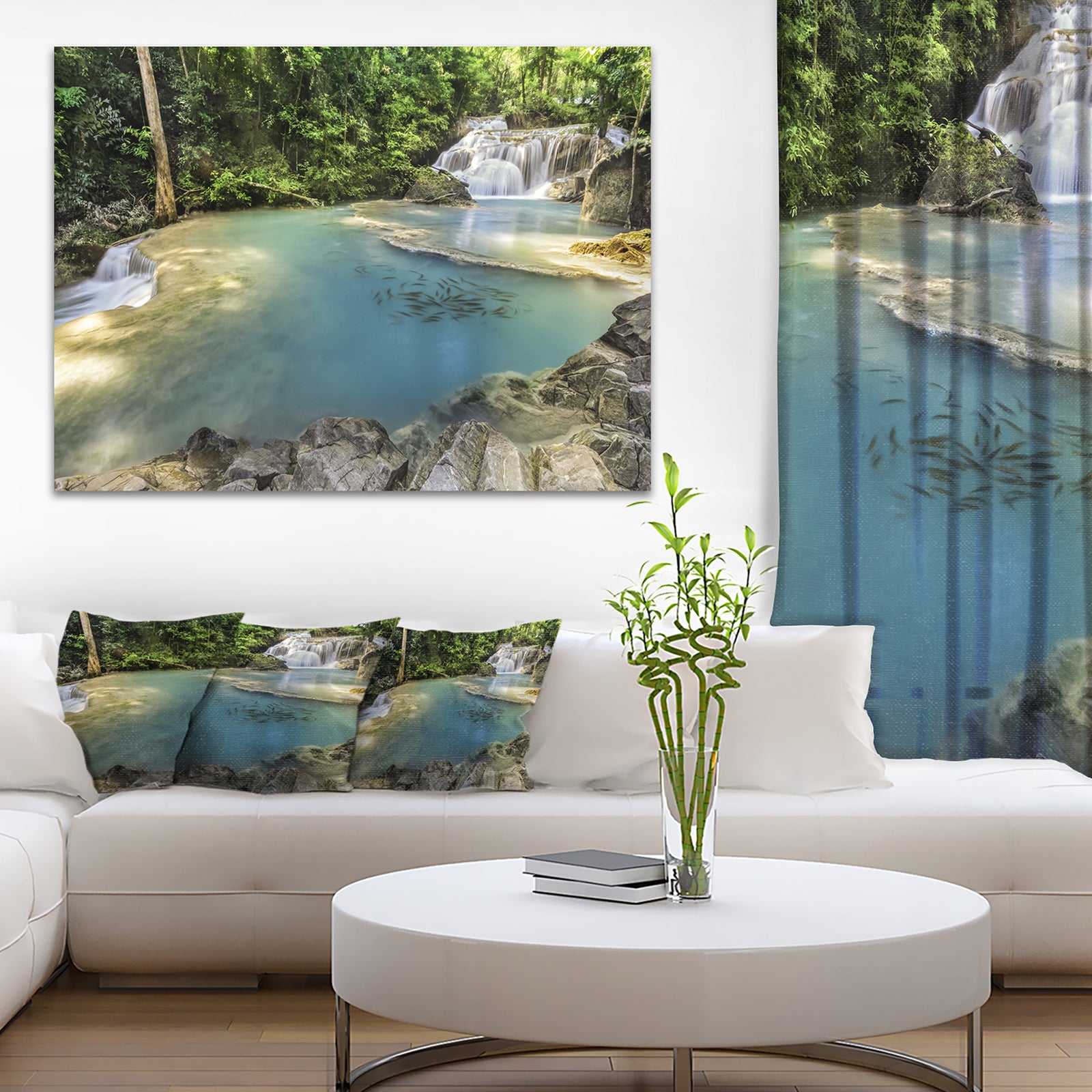 Blue Erawan Waterfall - Landscape Photo Canvas Print