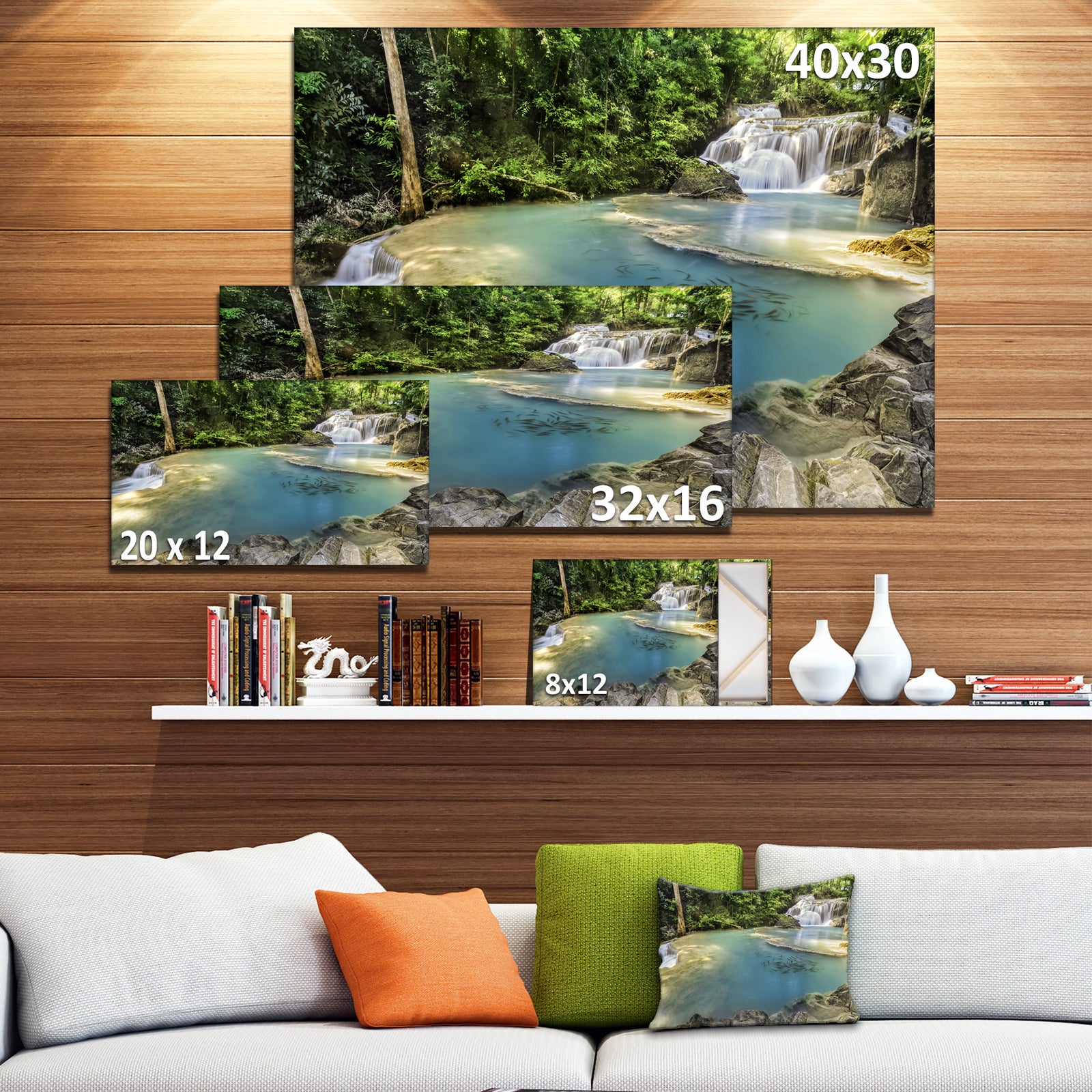 Blue Erawan Waterfall - Landscape Photo Canvas Print