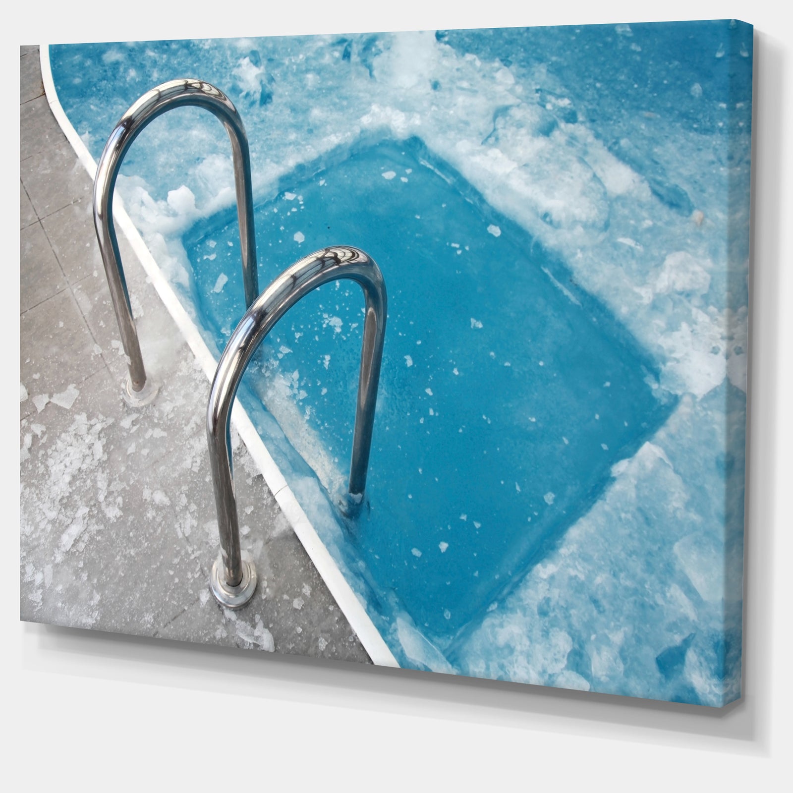Ice Swimming Blue Pool - Photography Canvas Print