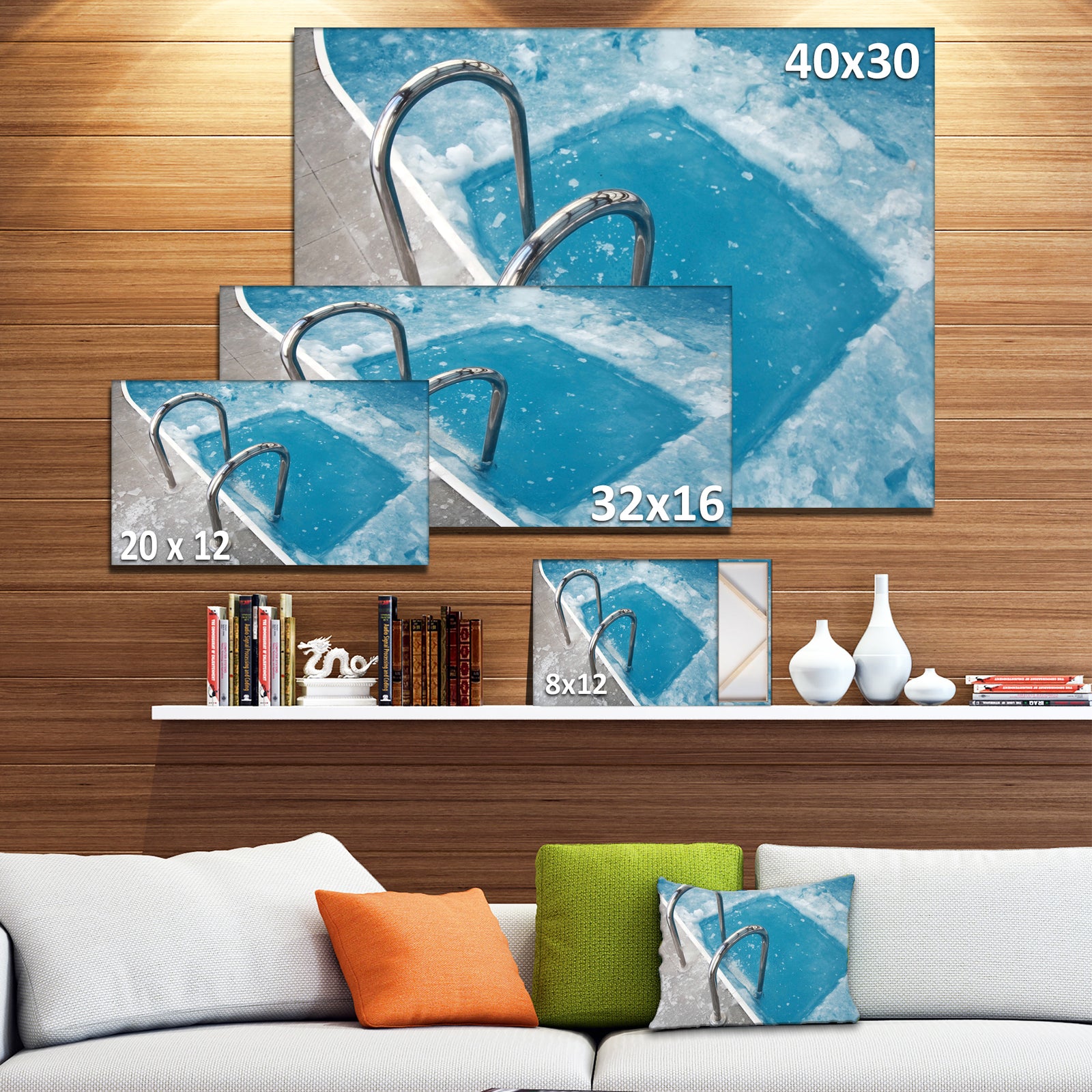 Ice Swimming Blue Pool - Photography Canvas Print