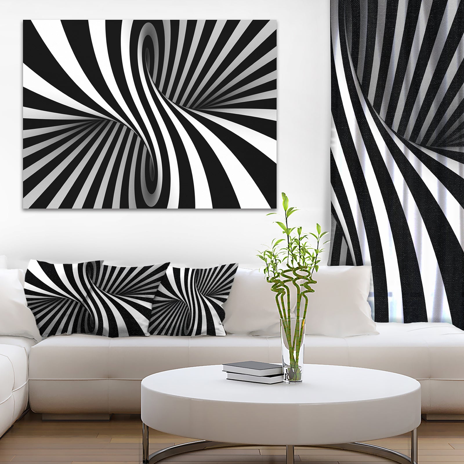 Black and White Spiral - Digital Canvas Art Print