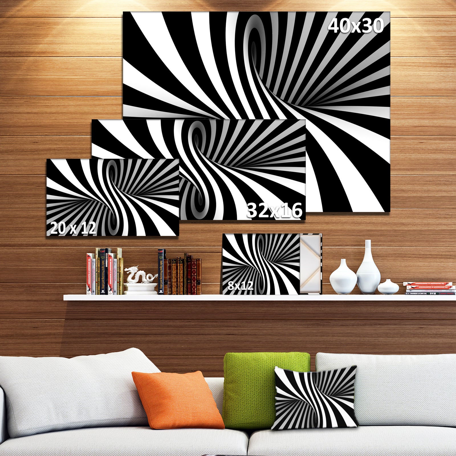 Black and White Spiral - Digital Canvas Art Print