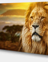 Lion and Mount Kilimanjaro - Animal Digital Art Canvas Print