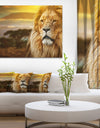 Lion and Mount Kilimanjaro - Animal Digital Art Canvas Print