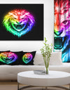 Colorful Fire Lion - Animal Digital Art Canvas Print