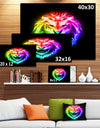 Colorful Fire Lion - Animal Digital Art Canvas Print