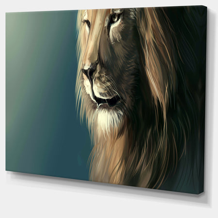 Lion with Serious Look - Animal Art Canvas Print