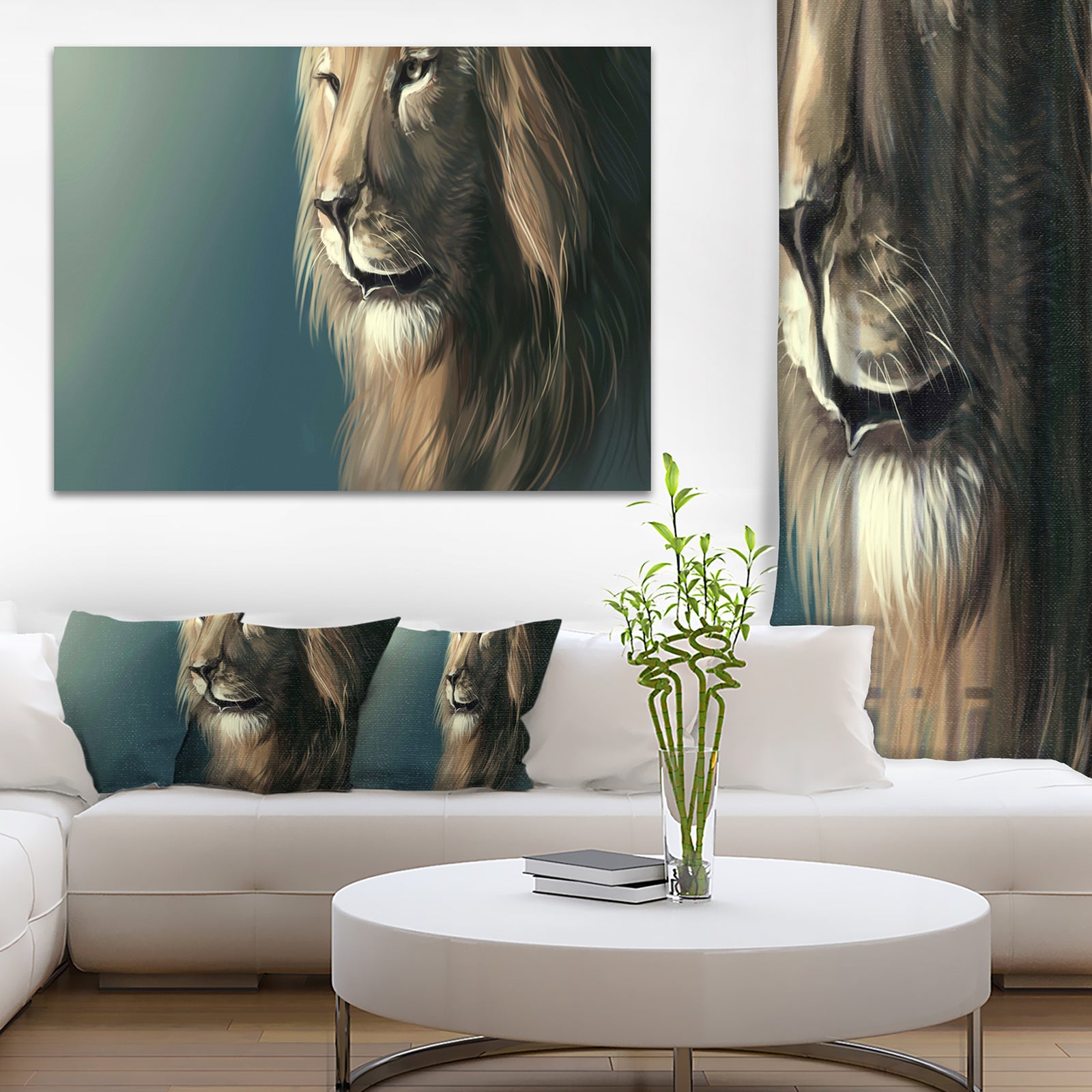 Lion with Serious Look - Animal Art Canvas Print