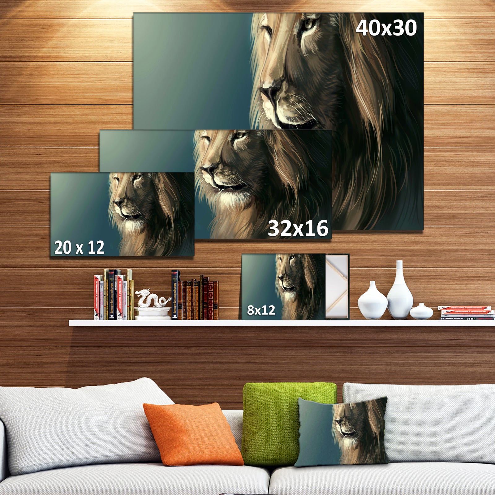 Lion with Serious Look - Animal Art Canvas Print