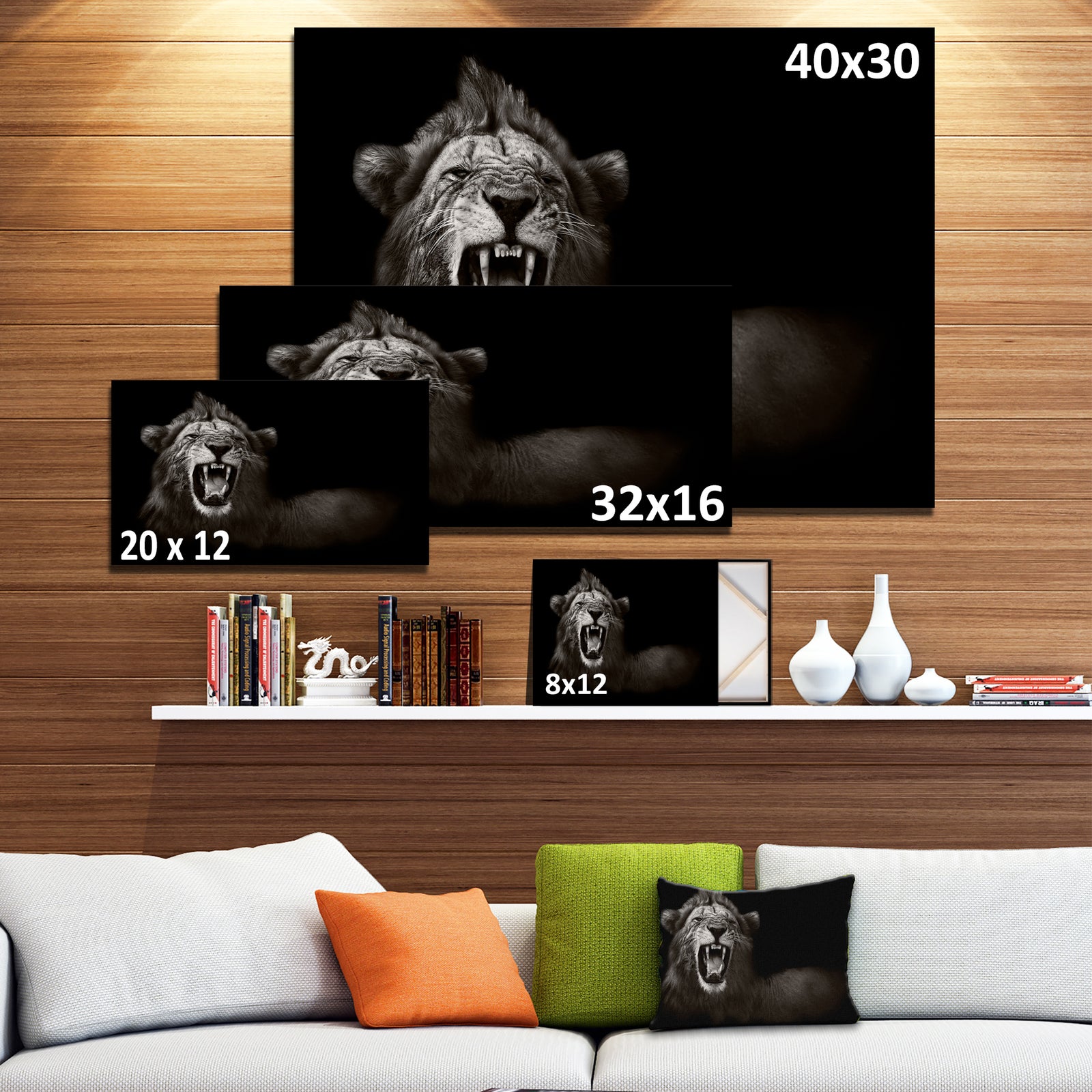 Lion Displaying Fiery Face - Animal Digital Art Canvas Print