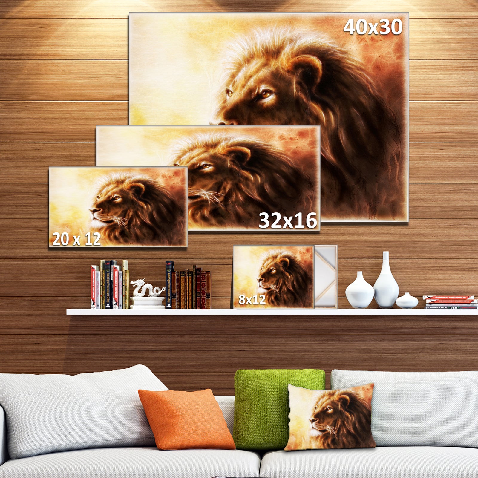 Brown Lion Fractal - Digital Art Animal Canvas Print