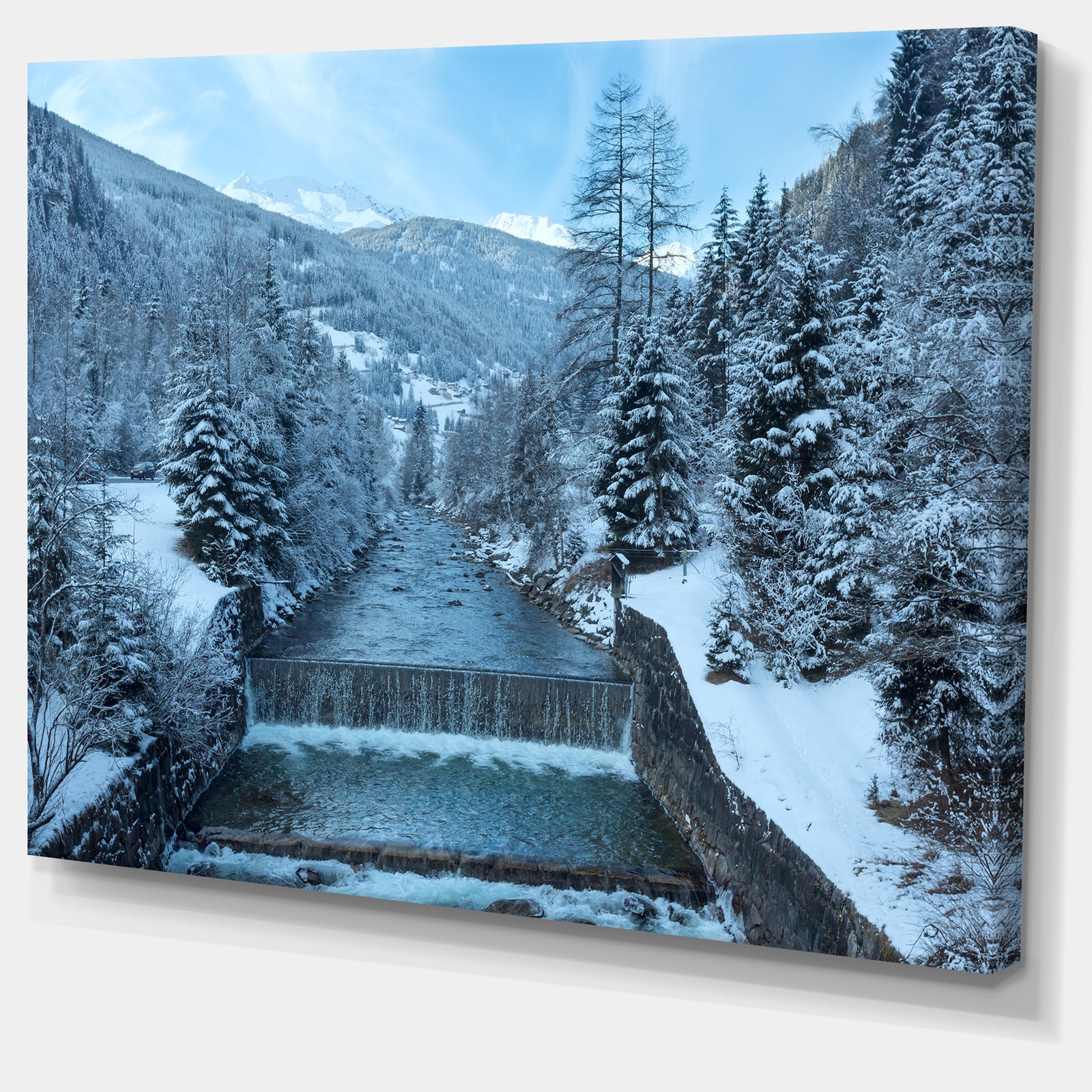 Winter Mountain Stream - Landscape Photo Canvas Print