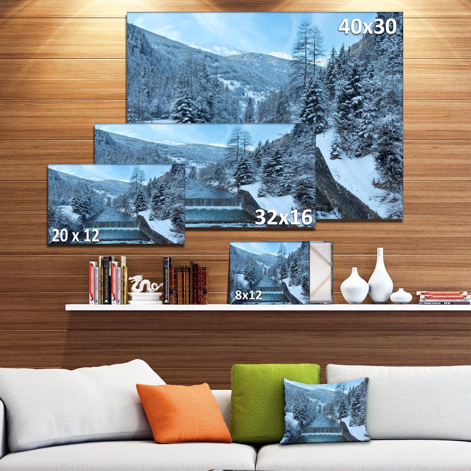 Winter Mountain Stream - Landscape Photo Canvas Print