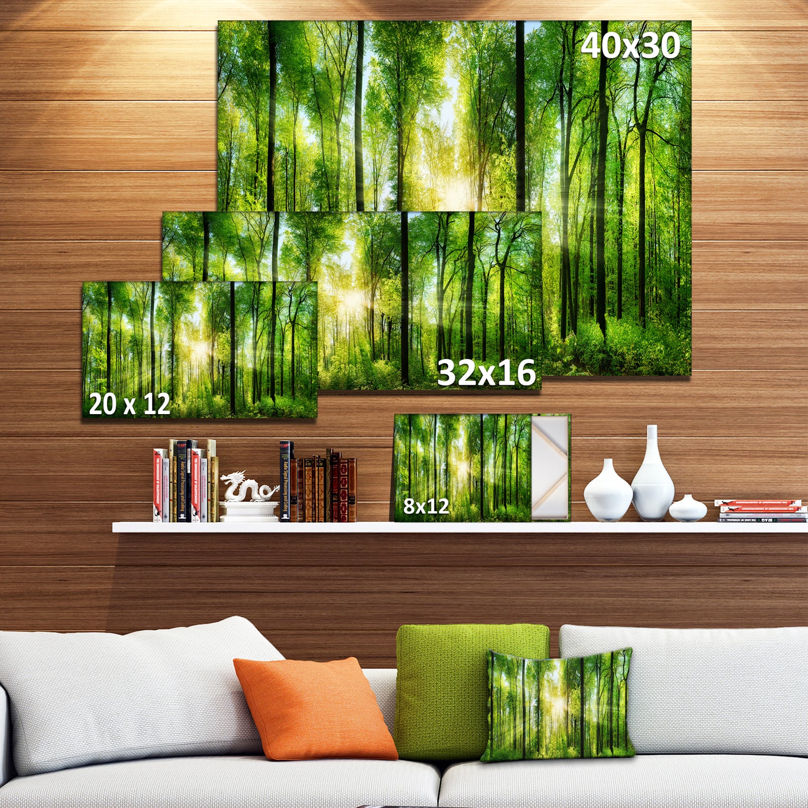 Forest with Rays of Sun Panorama - Landscape Art Print Canvas