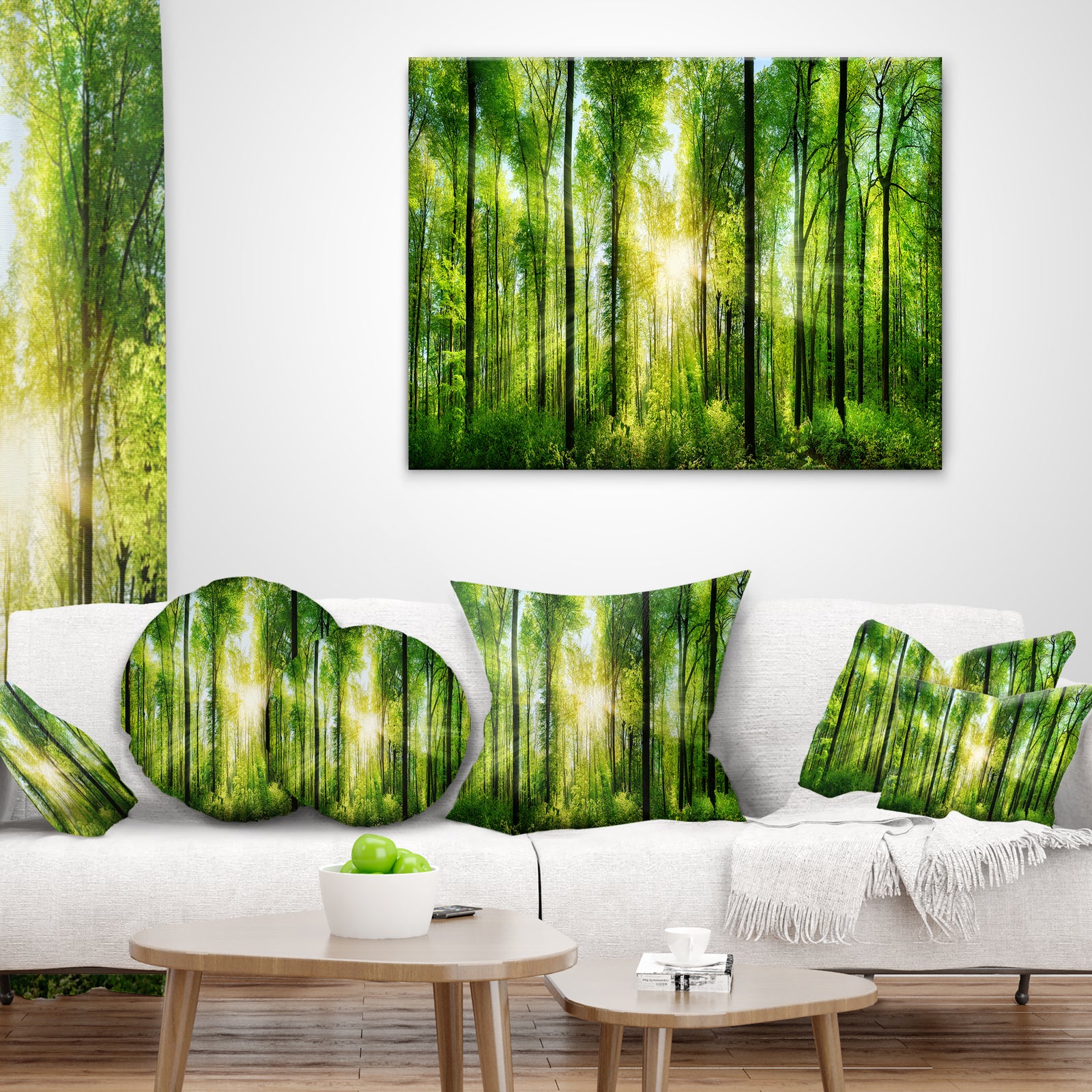 Forest with Rays of Sun Panorama - Landscape Art Print Canvas