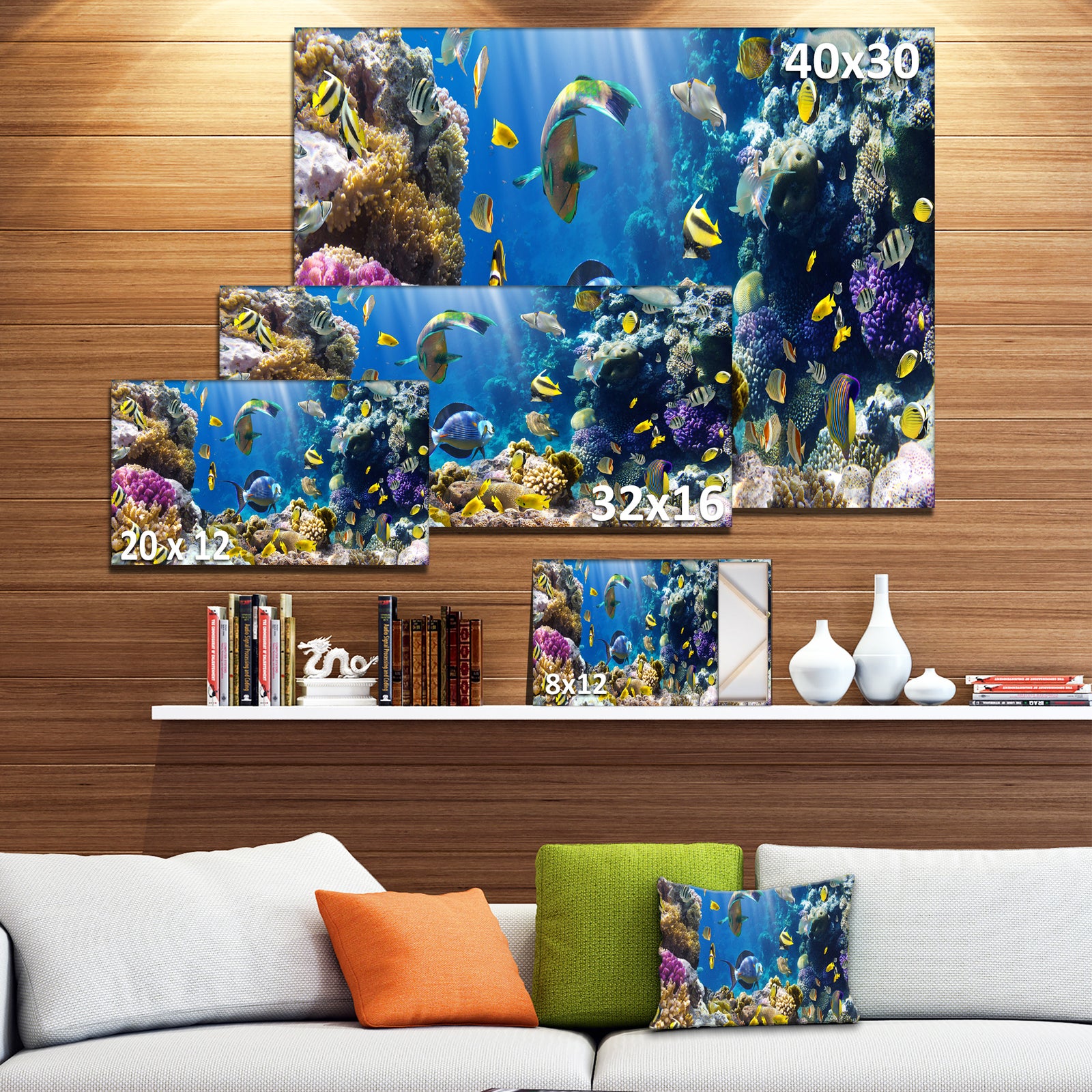 Fish in Coral Reef - Seascape Photography Canvas Print