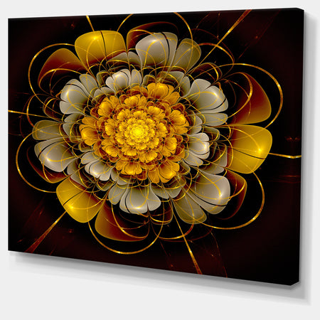 Dark Gold Fractal Flower - Digital Art Canvas Print