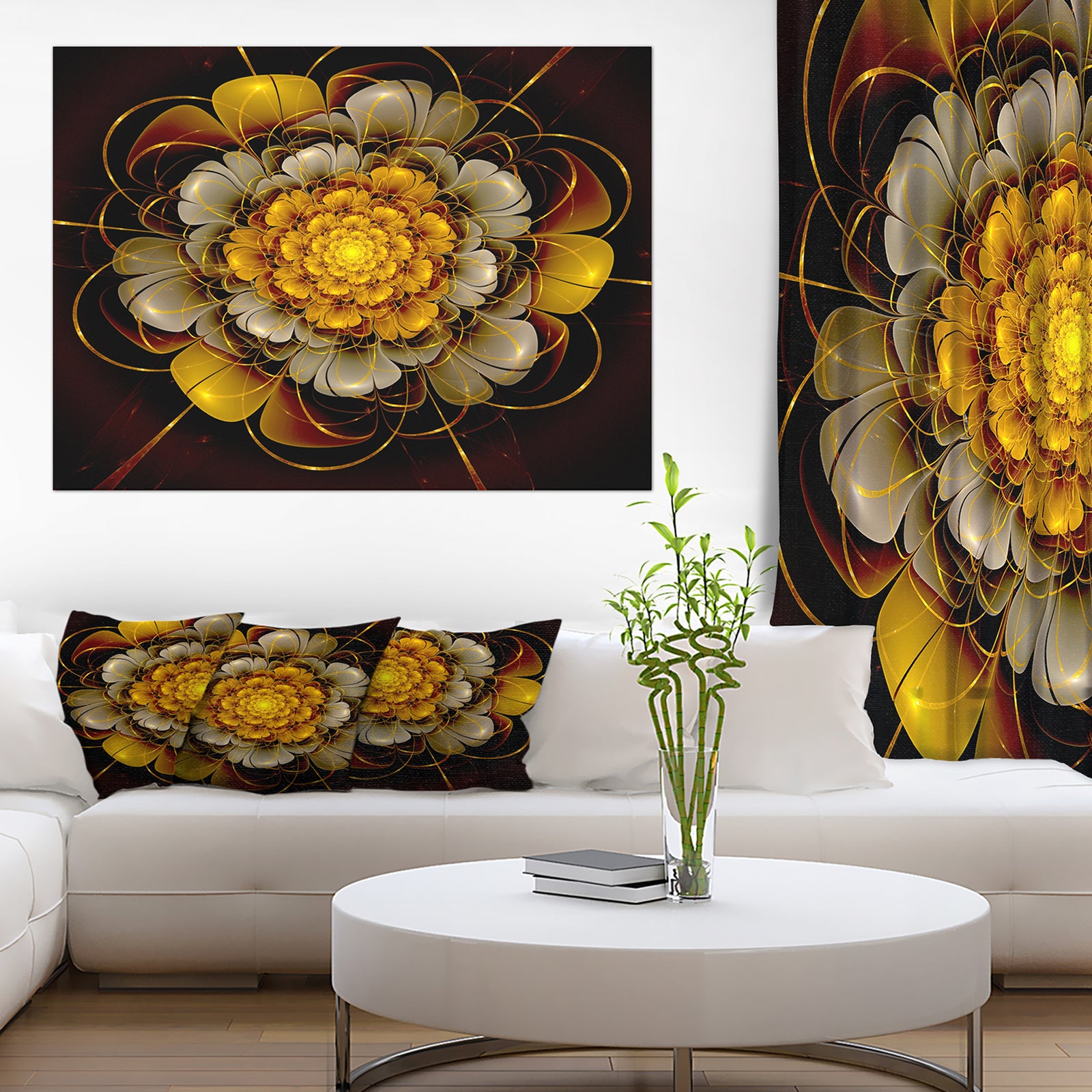 Dark Gold Fractal Flower - Digital Art Canvas Print