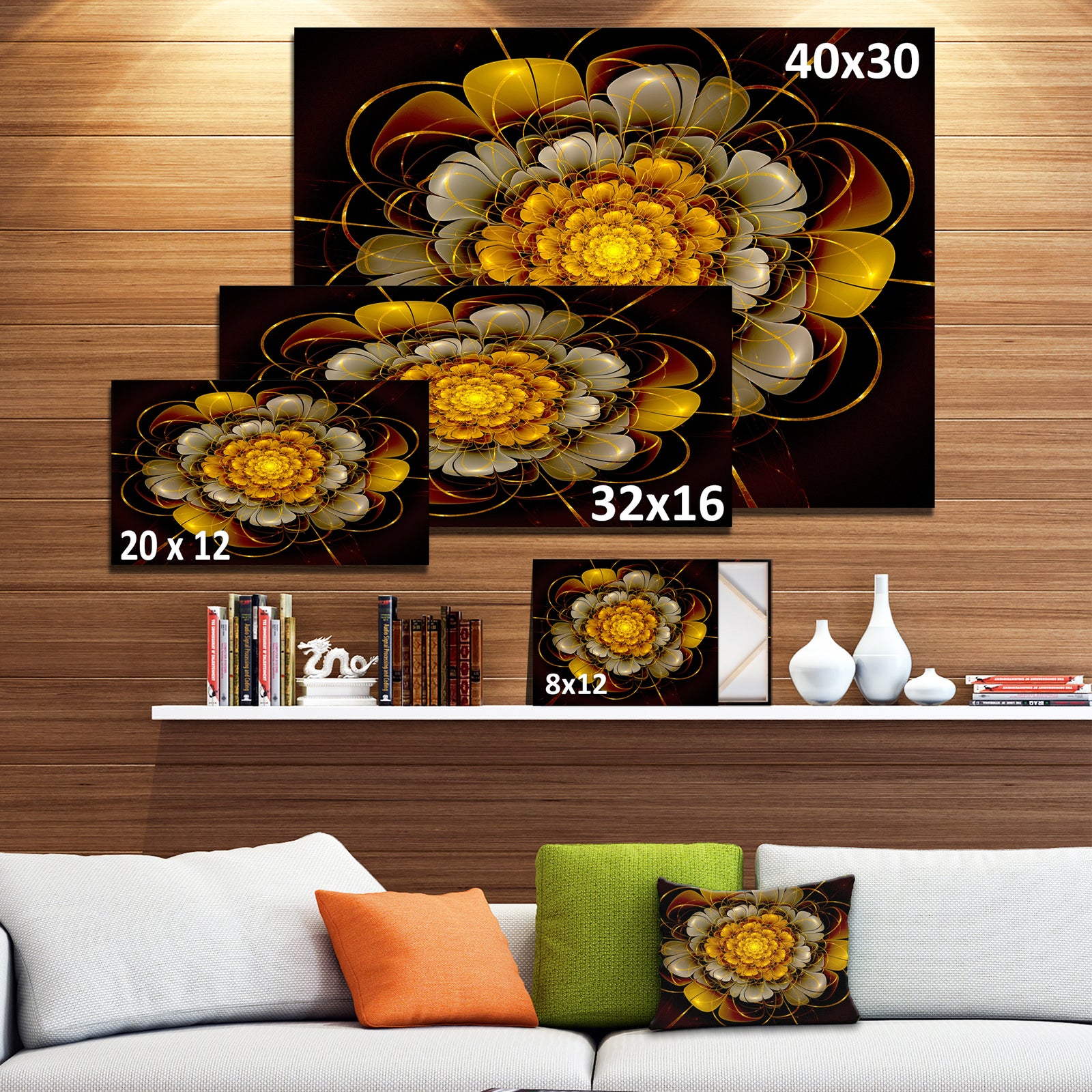 Dark Gold Fractal Flower - Digital Art Canvas Print