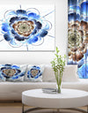Dark Blue Fractal Flower - Digital Art Floral Canvas Print