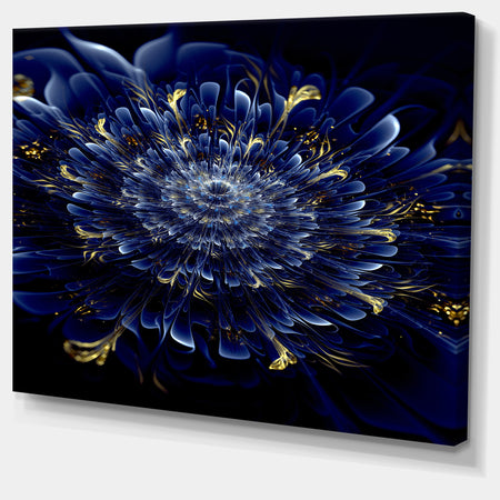 Blue Fractal Flower - Digital Art Floral Canvas Print
