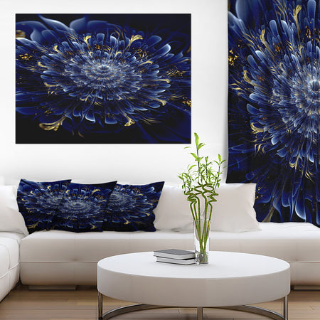 Blue Fractal Flower - Digital Art Floral Canvas Print