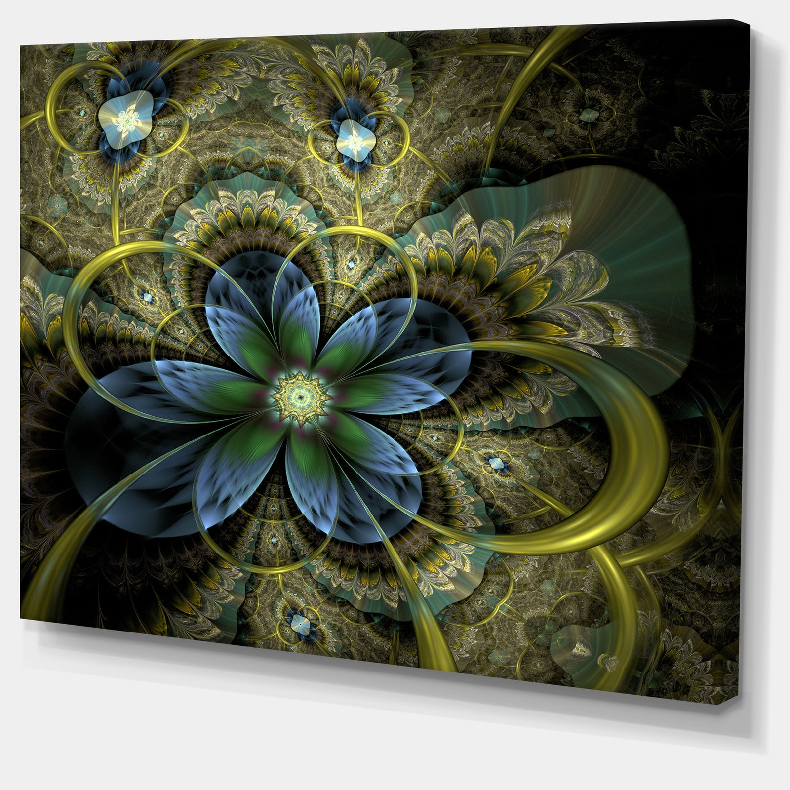 Light Fractal Flower and Butterfly - Digital Art Floral Canvas Print