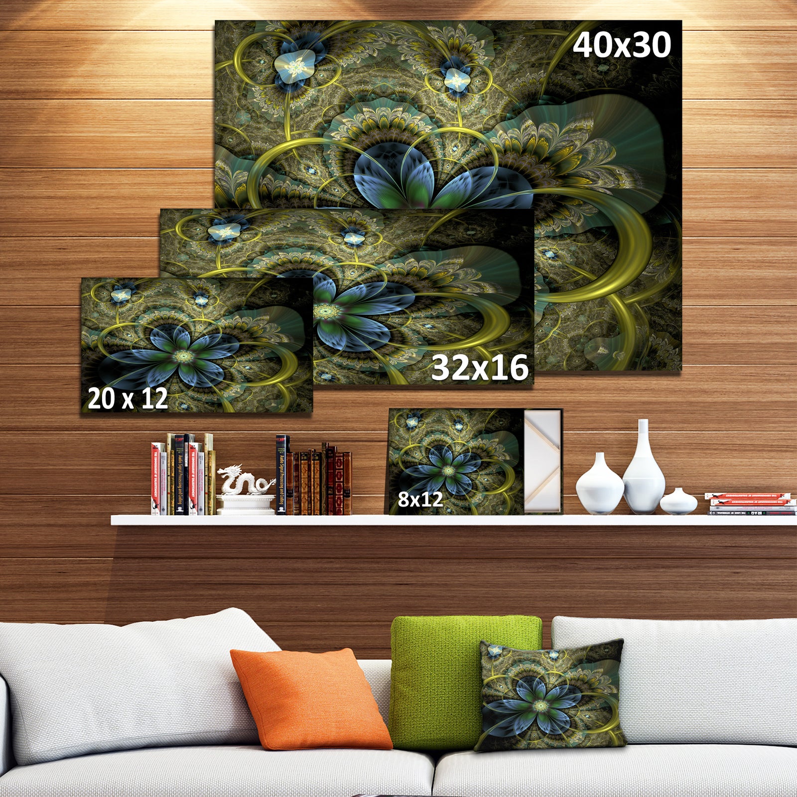 Light Fractal Flower and Butterfly - Digital Art Floral Canvas Print
