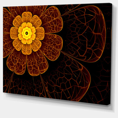 Symmetrical Orange Fractal Flower - Digital Art Floral Canvas Print