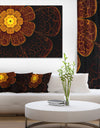 Symmetrical Orange Fractal Flower - Digital Art Floral Canvas Print