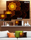 Symmetrical Orange Fractal Flower - Digital Art Floral Canvas Print